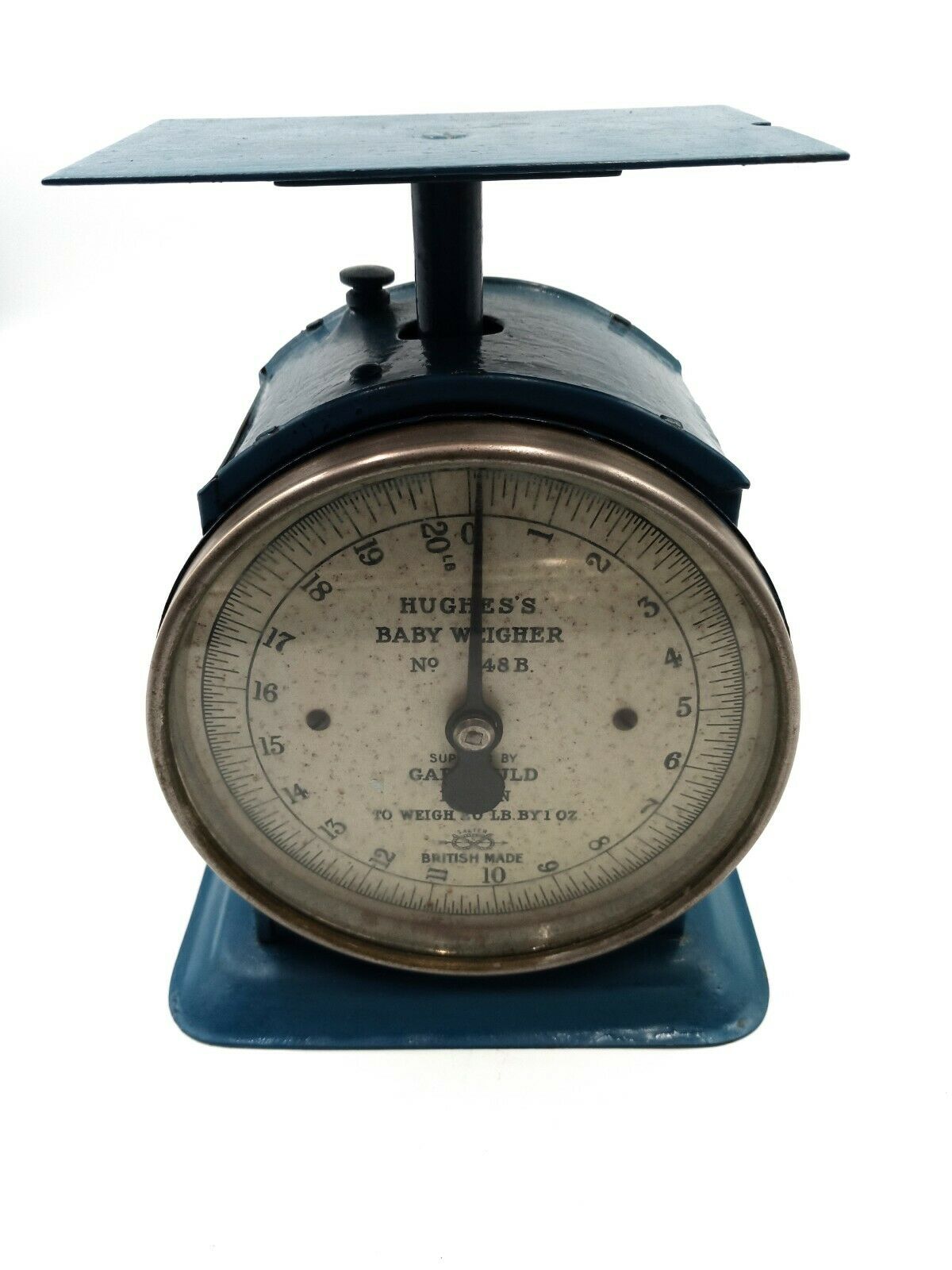 Sold Vintage Hughes Baby Weigher Painted Cast Iron Scales By Salter M White Cat Collectables