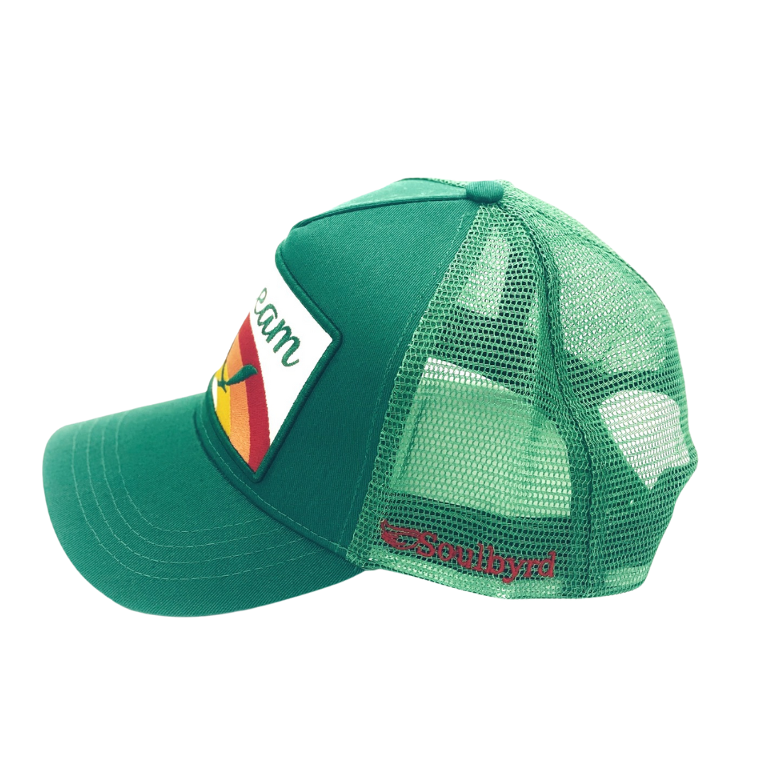 Peace of Mind Trucker Hat by Steven Othello Green/White/Red