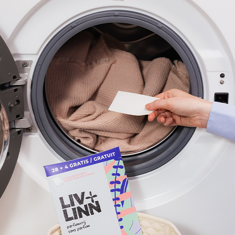 LIV+LINN wasstrip wordt in wasmachine gedaan