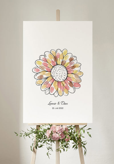 Fingerabdruck-Poster Blume personalisiert Hochzeit