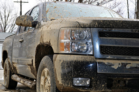 muddy car bumper 