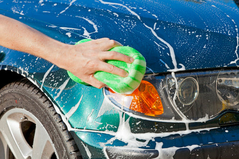 close up hand car wash 