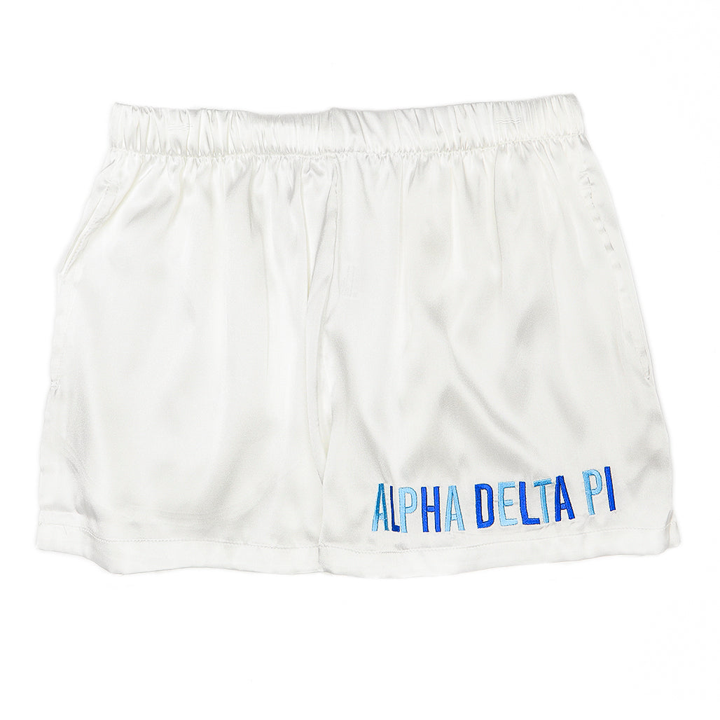 Alpha Delta Pi Embroidered Satin Short - preorder through July 1