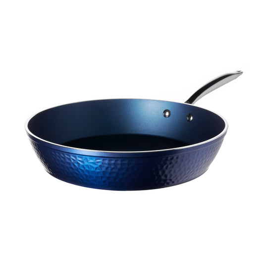 Hammered Sapphire Blue 12 Pan with Glass Lid – OrGreenic Cookware
