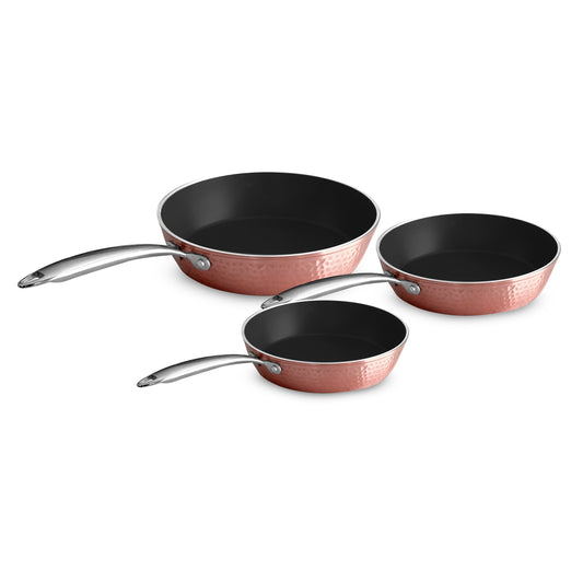 Hammered Sapphire Blue 3 Piece Set 8”, 10” and 12” – OrGreenic Cookware