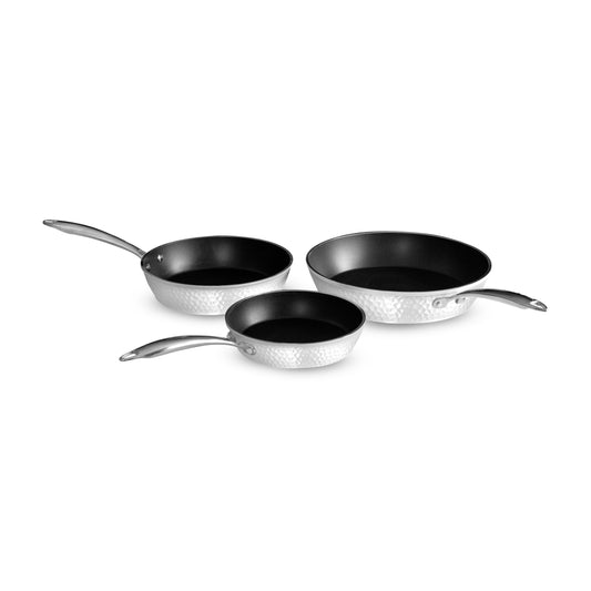 Hammered Sapphire Blue 3 Piece Set 8”, 10” and 12” – OrGreenic Cookware