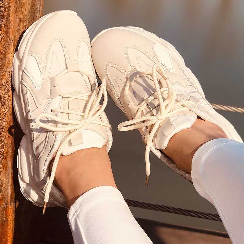 Women Thick Lace up Platform Sneakers