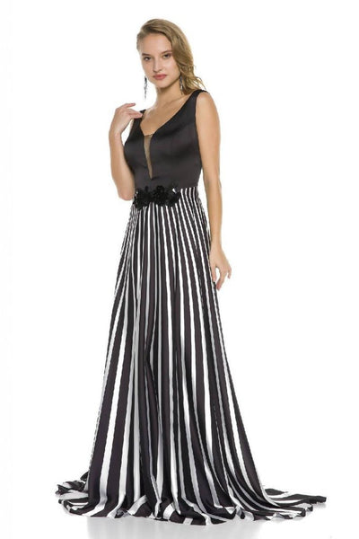 Black and White Striped Maxi Dress