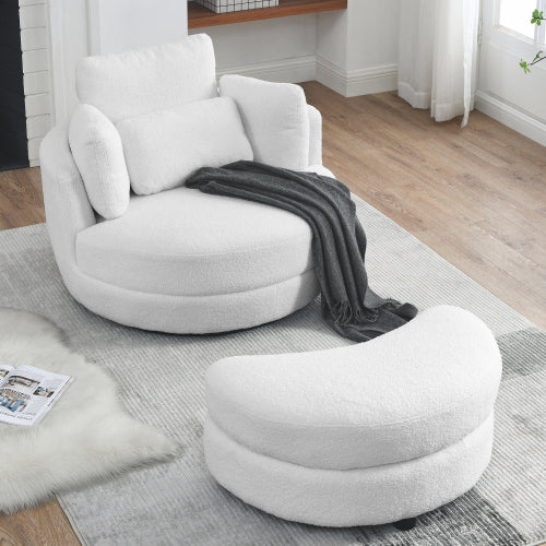 Welike Furniture Modern Oversized Teddy Fabric Swivel Accent Chair - W ...