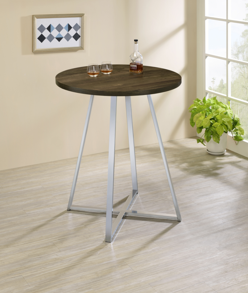 Burkhart Round 35-inch Pub Height Bistro Bar Table Brown Oak