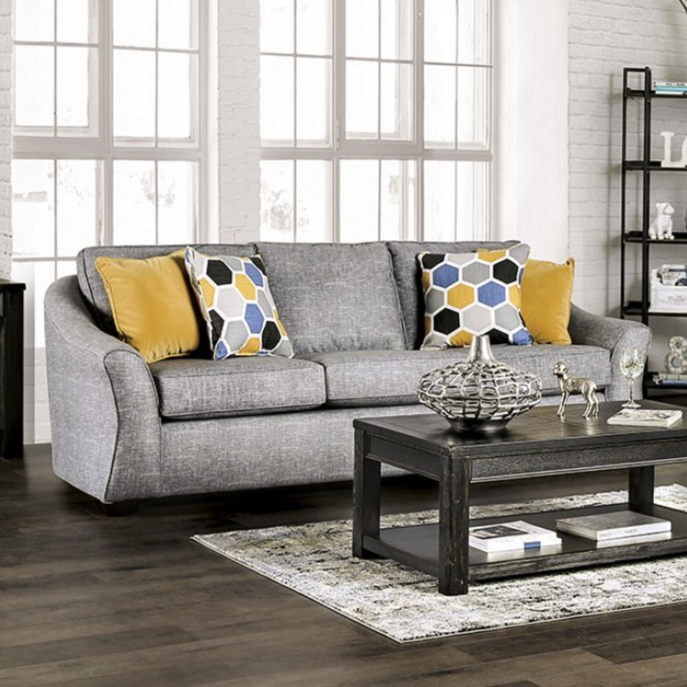 Jarrow Modern Upholstered Sofa in Gray | Finally Home Furnishings LLC