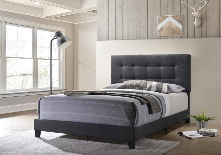 Cora Charcoal Gray Tufted Queen Bed - Finally Home Furnishings LLC