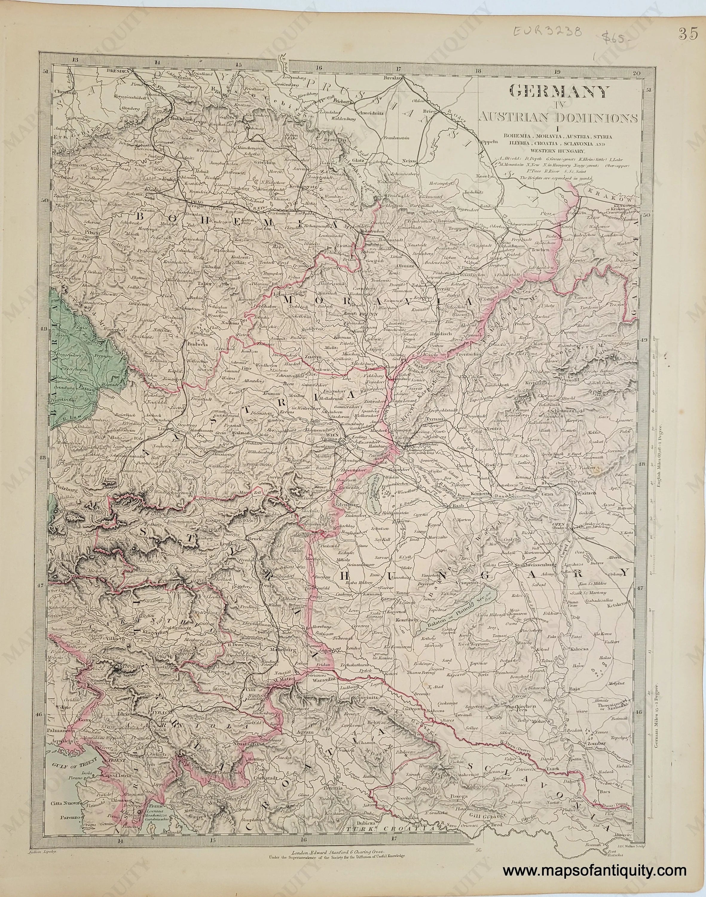 1860 - Germany IV, Austrian Dominions I - Antique Map