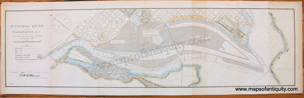 MAT249-Antique-Map-Showing-Progress-of-Work-Potomac-River-at-Washington-D.C.-DC-U.S.-Army-Corps-of-Engineers-Coast-Coastal-Chart-Charts-1888-Maps-of-Antiquity