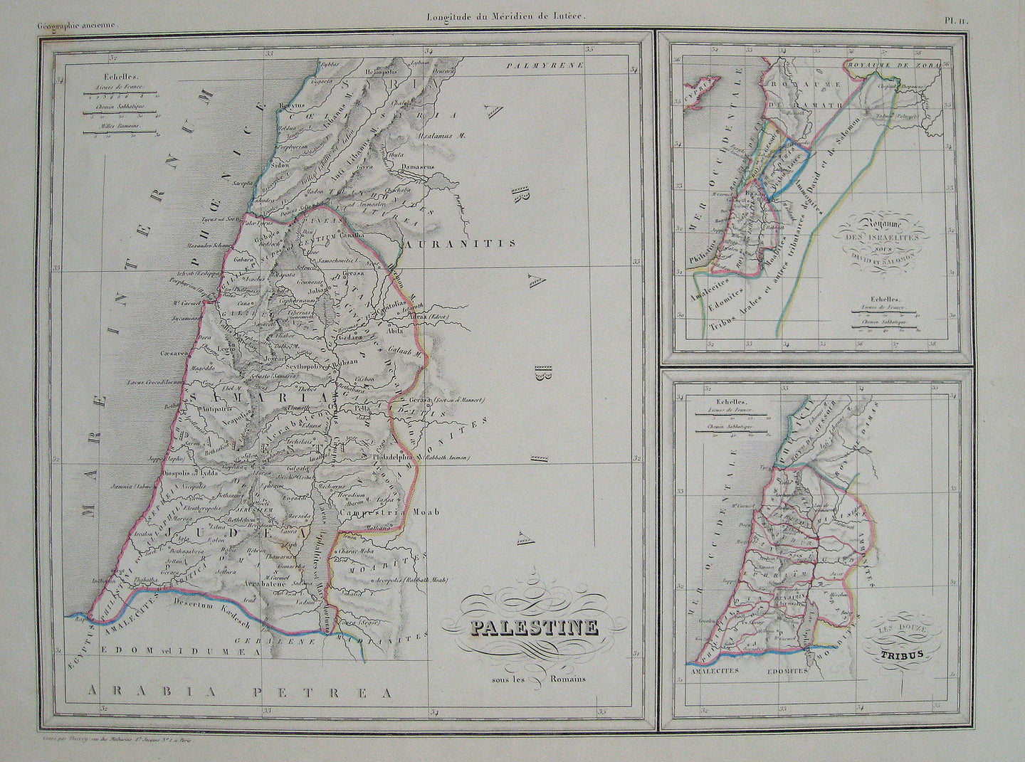 1842 - Palestine sous Romains, avec Le Royaume des Israelites sous – Maps of Antiquity
