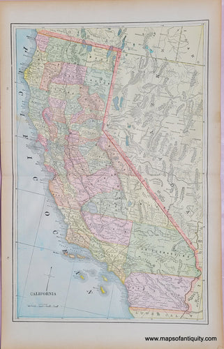 Genuine-Antique-Printed-Color-Map-Double-sided-page-California-centerfold--versos-San-Francisco-and-Nevada-1893-Gaskell-Maps-Of-Antiquity