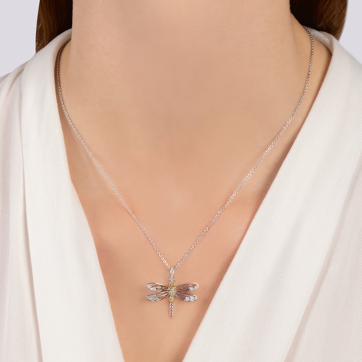 gold and diamond dragonfly necklace