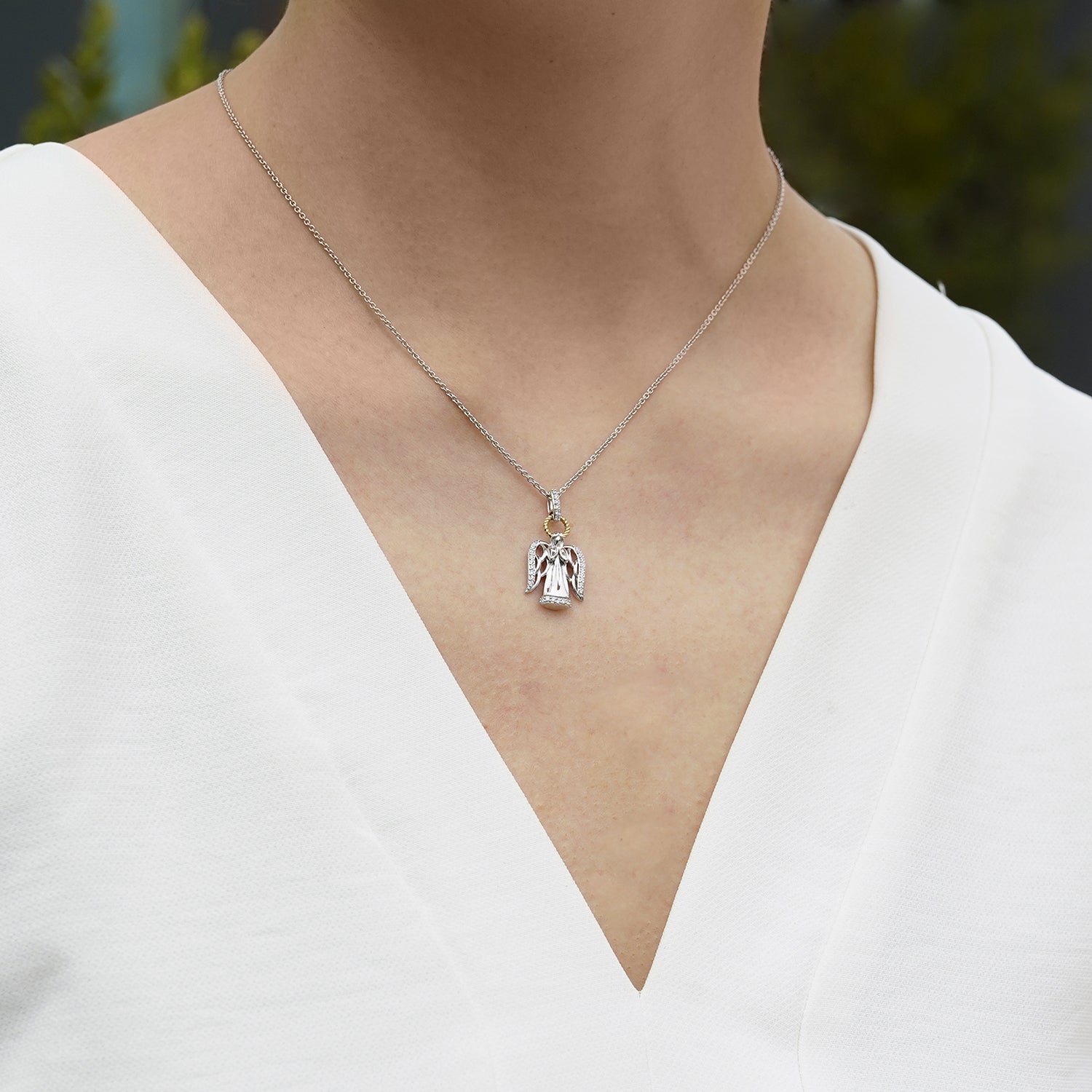 guardian angel diamond necklace