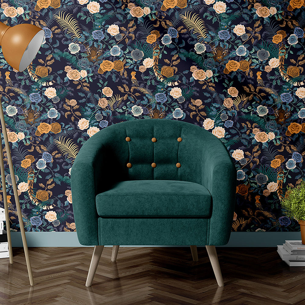 Navy Blue Wallpaper for Living Room Feature Wall