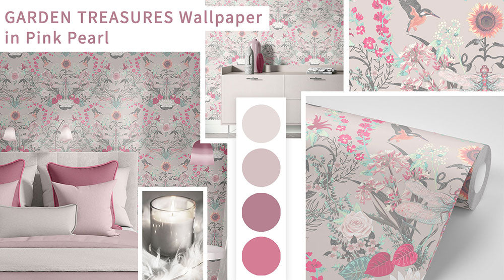Pastel Bedroom Interior with Becca Who Wallpaper
