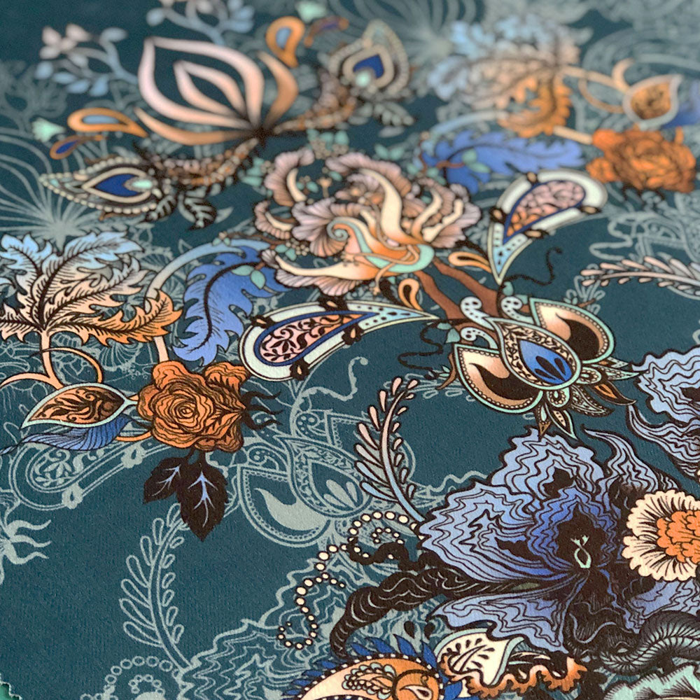 Designer Fabric for Interiors, Upholstery and Soft Furnishings Eden decorative Velvet in Teal