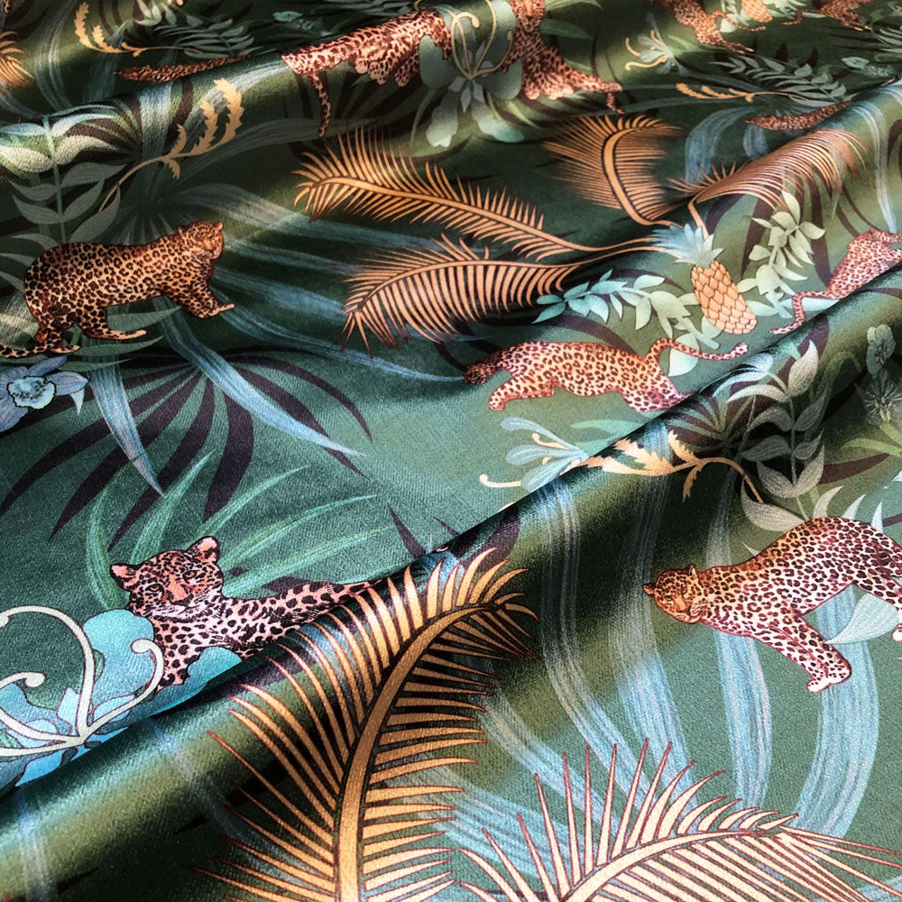 Green and Gold Fabric for Upholstery and Soft Furnishings by Designer Becca Who