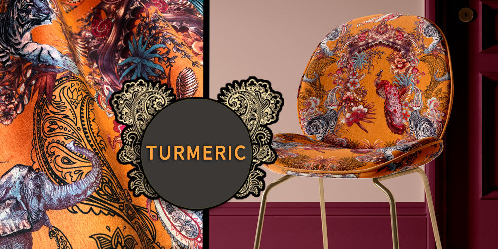 Turmeric colour way of Magic Of India velvet fabric by Designer, Becca Who