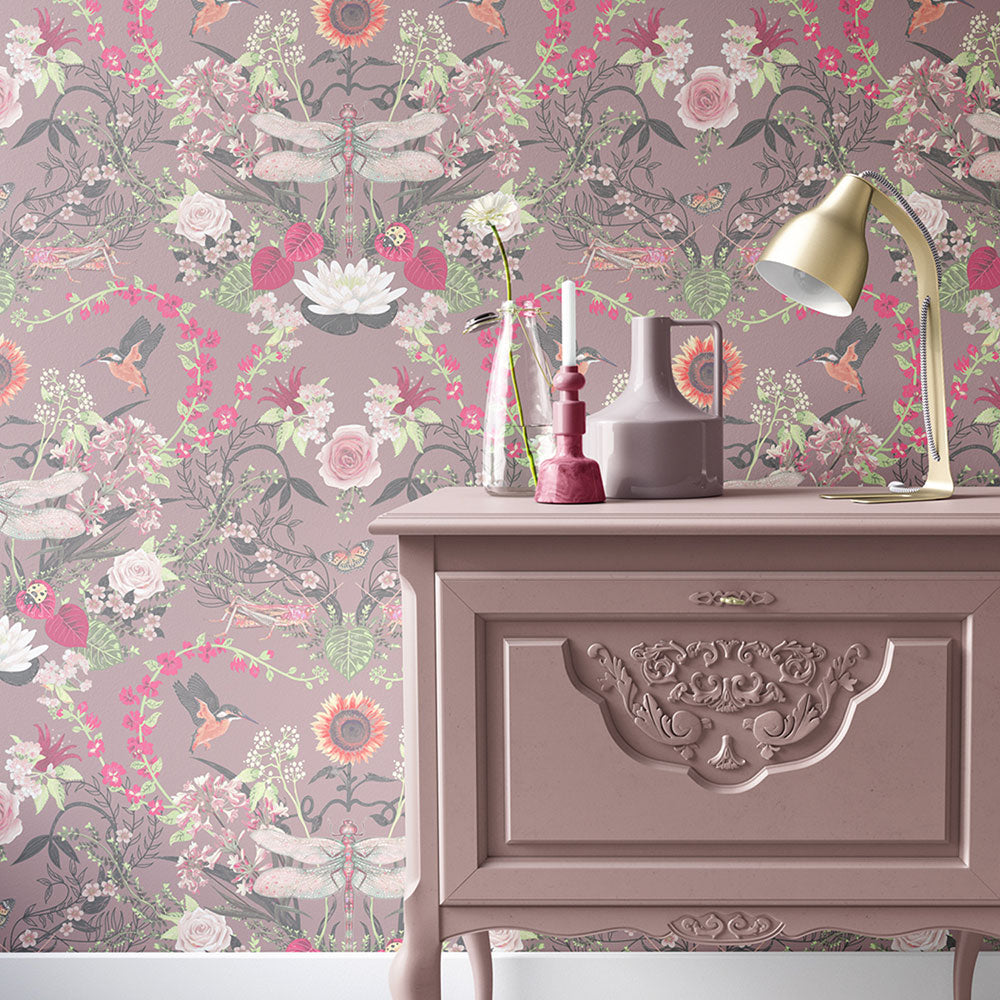 Pink Bedroom Ideas Garden Treasures in Dusky Pink English Country Floral Wallpaper