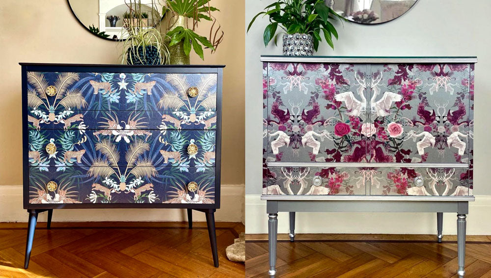 Upcycled Furniture with Designer Wallpaper by Becca Who