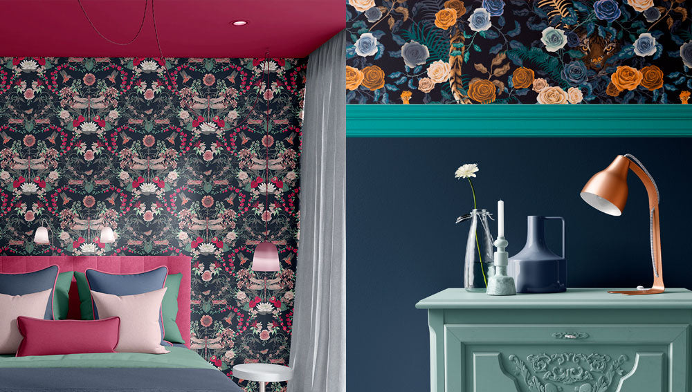 Designer Wallpaper by Becca Who in colourful interiors