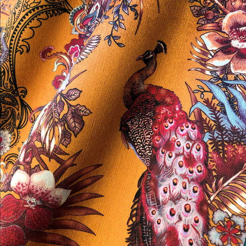 Turmeric Yellow Indian Velvet Fabric by Designer, Becca Who for Upholstery, Curtains and Soft Furnishings