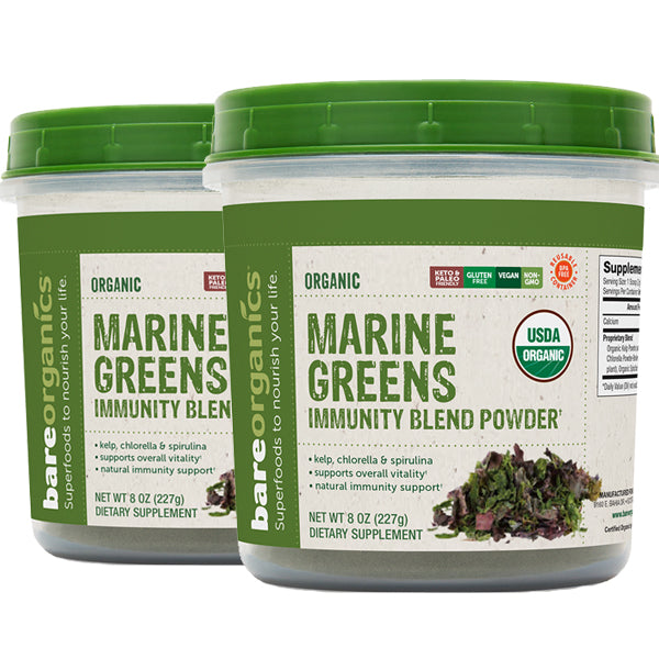 Image of 2 x 227g BareOrganics Marine Greens Immunity Blend Powder