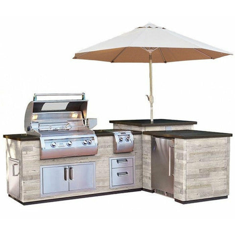 Kokomo Grills Teppanyaki, Griddle, Built-in BBQ Grill with Side Burner, Storage Drawers 7'6