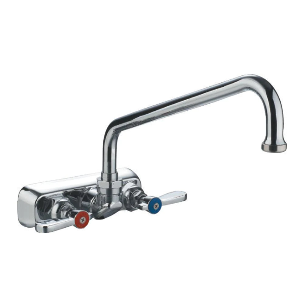 WHITEHAUS Heavy Duty Wall Mount Utility Faucet with Extended Swivel Spout and Lever Handles - WHFS9801-08-C