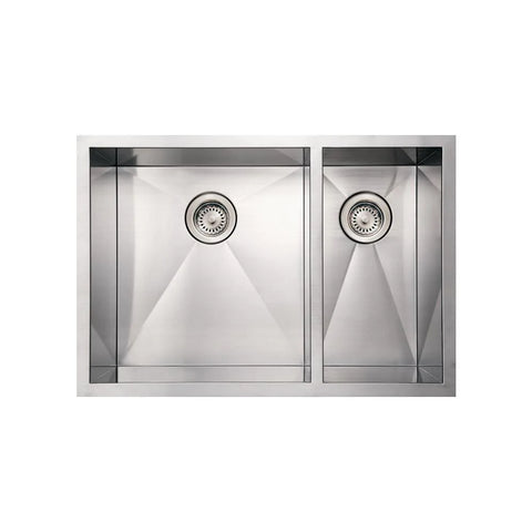 51 Noah's Collection brushed stainless steel commercial double bowl  reversible undermount sink with an integral drain board