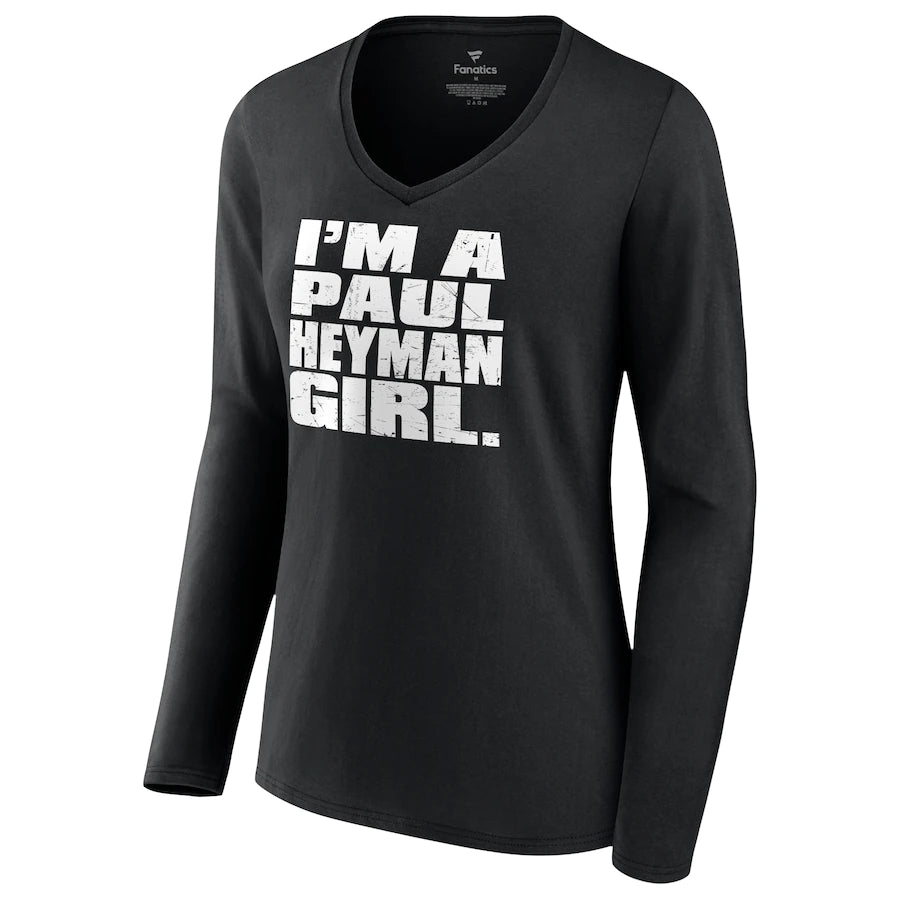 Paul Heyman "I'm A Paul Heyman Girl" V-Neck Long Sleeve T-Shirt