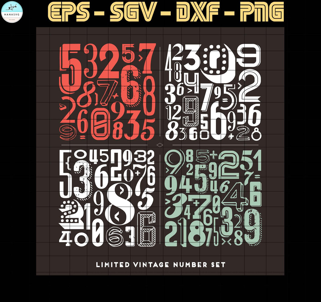 Download Collection Numbers Vintage Style Digital Download Svg File Hanasvg