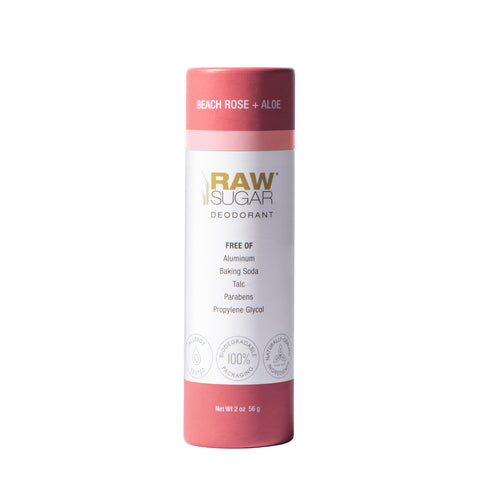 raw sugar deodorant beach rose + aloe