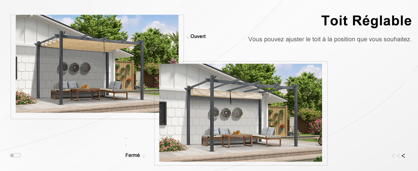 PURPLE LEAF Pergola En Aluminium Avec Toit Coulissant 3