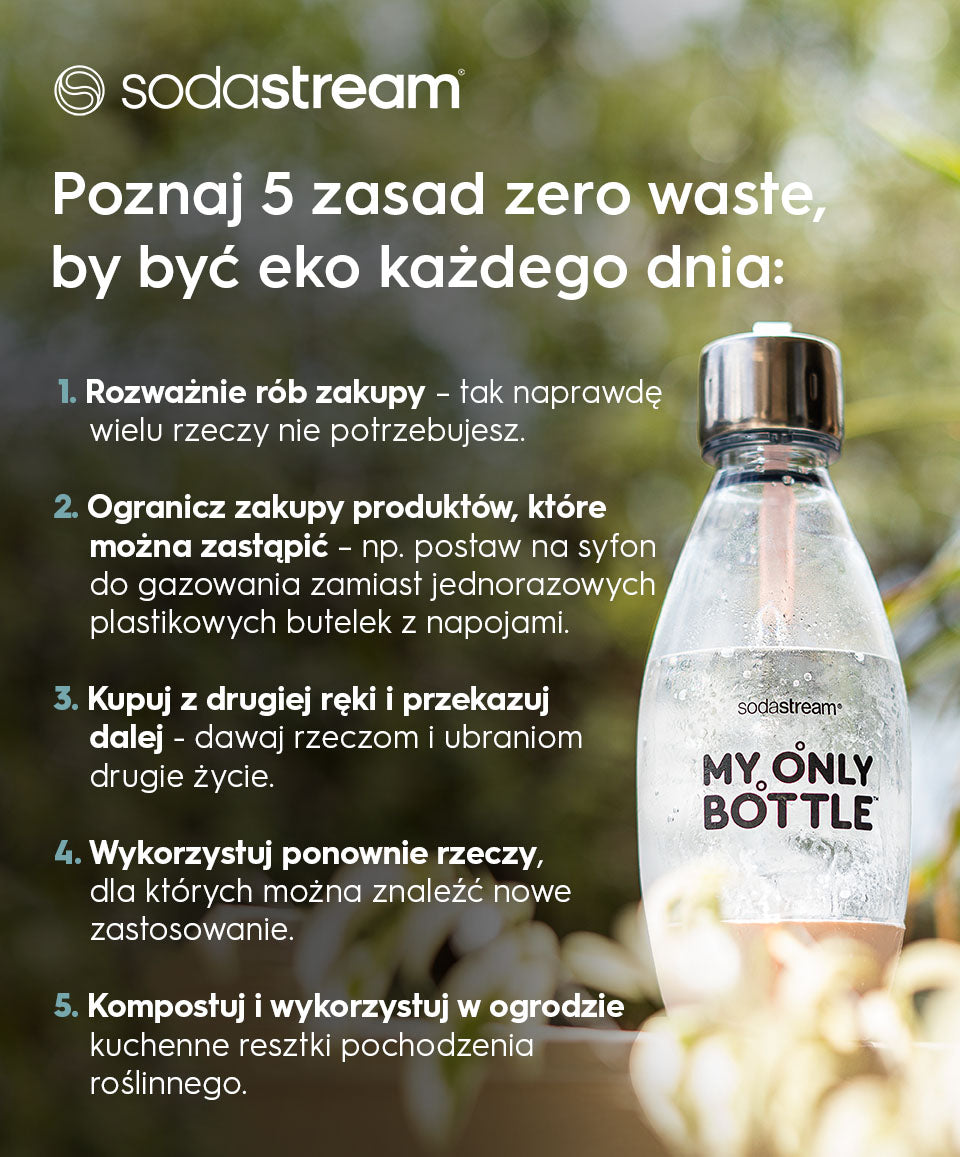 Poznaj 5 zasad zero waste, by być eko każdego dnia - infografika