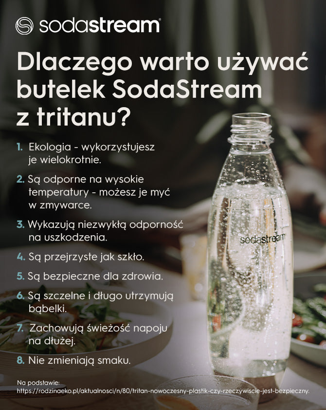 Dlaczego warto używać butelek SodaStream z tritanu? - infografika.