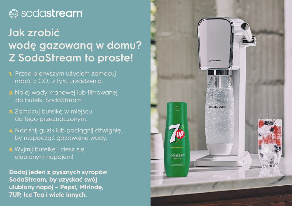 Jak zrobić wodę gazowaną w domu? Z SodaStream to proste! - infografika.