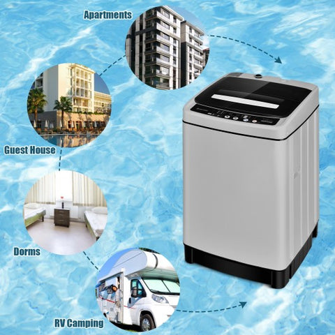 26 Pound Portable Semi-Automatic Washing Machine with Built-In Drain Pump-Gray | Costway