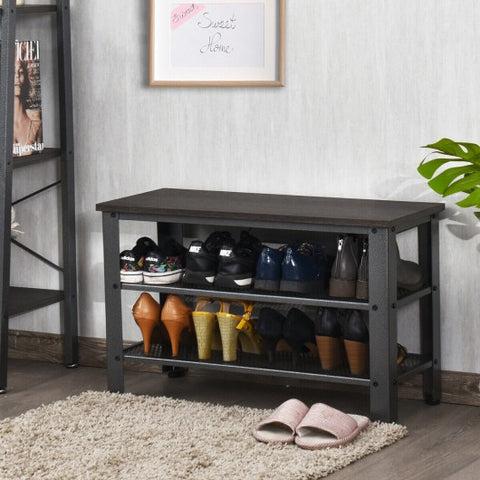 3 Tier Shoe Rack Bench Storage Organizer Shelf Entryway Hallway with Side  Pocket