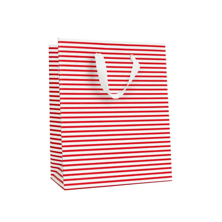 Ticking Stripe Red Paper Gift Bag, Vogue 16x6x12, 250 Pack