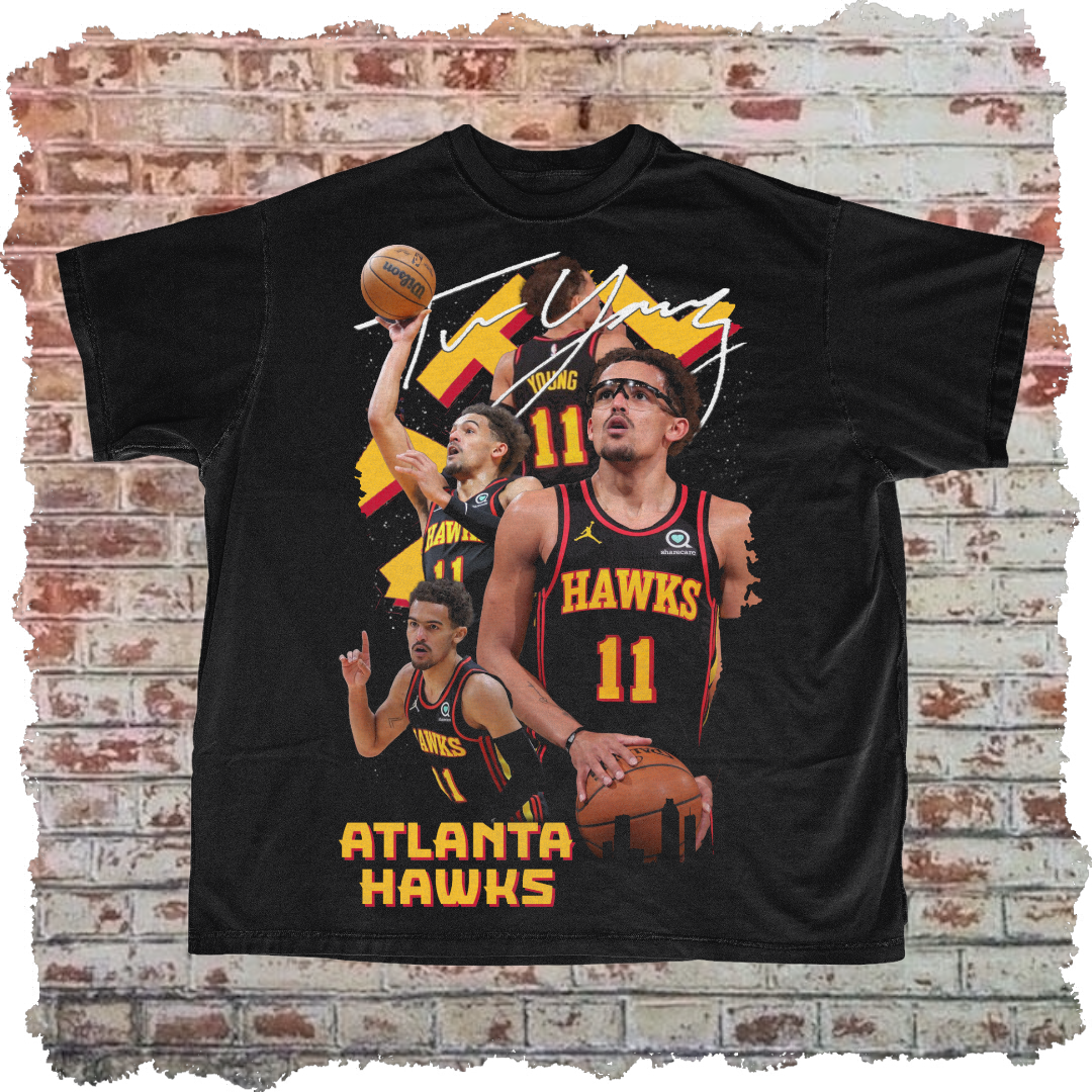 Trae Young Hawks Tee - Vintage Bootleg