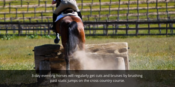 Horses in 3-day eventing often get cuts and wounds by brushing past static fences.