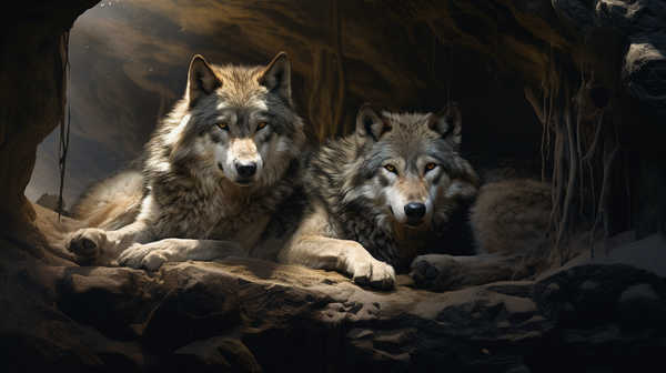 two wolves live in the den