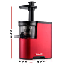 Load image into Gallery viewer, Devanti Cold Press Slow Juicer Red
