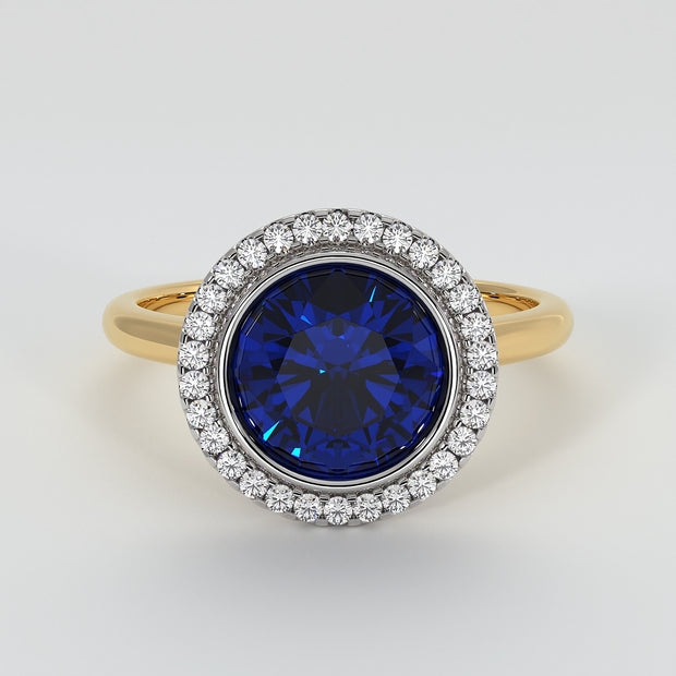 Tanzanite Engagement Ring With Halo Of Diamonds